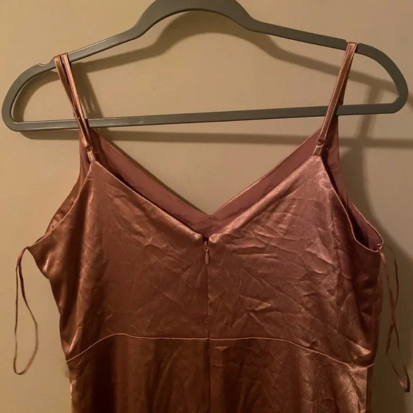 BIRDY GREY Catherine Dress Shiny Satin Desert Rose Size Large - Picture 8 of 9